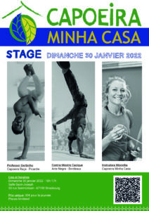 Flyer présentation des professeurs pour le stage de capoeira Capoeira Minha Casa 30 janvier 2022
